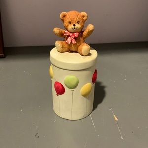 Lucy and Me Bear On Balloon Porcelain Jar